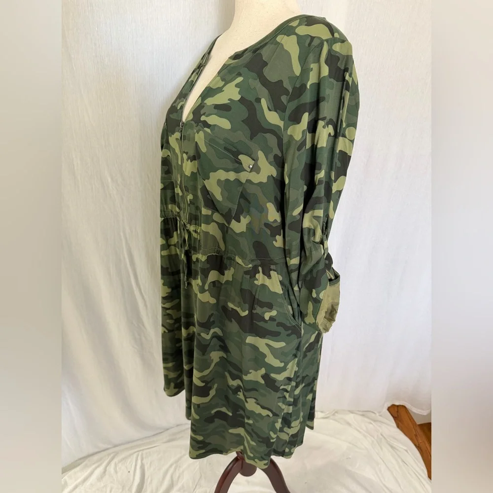 NWT Torrid Camouflage Green Zip Front Shirt Dress - Torrid Size 3 (22-24, 3X) - Picture 7 of 16